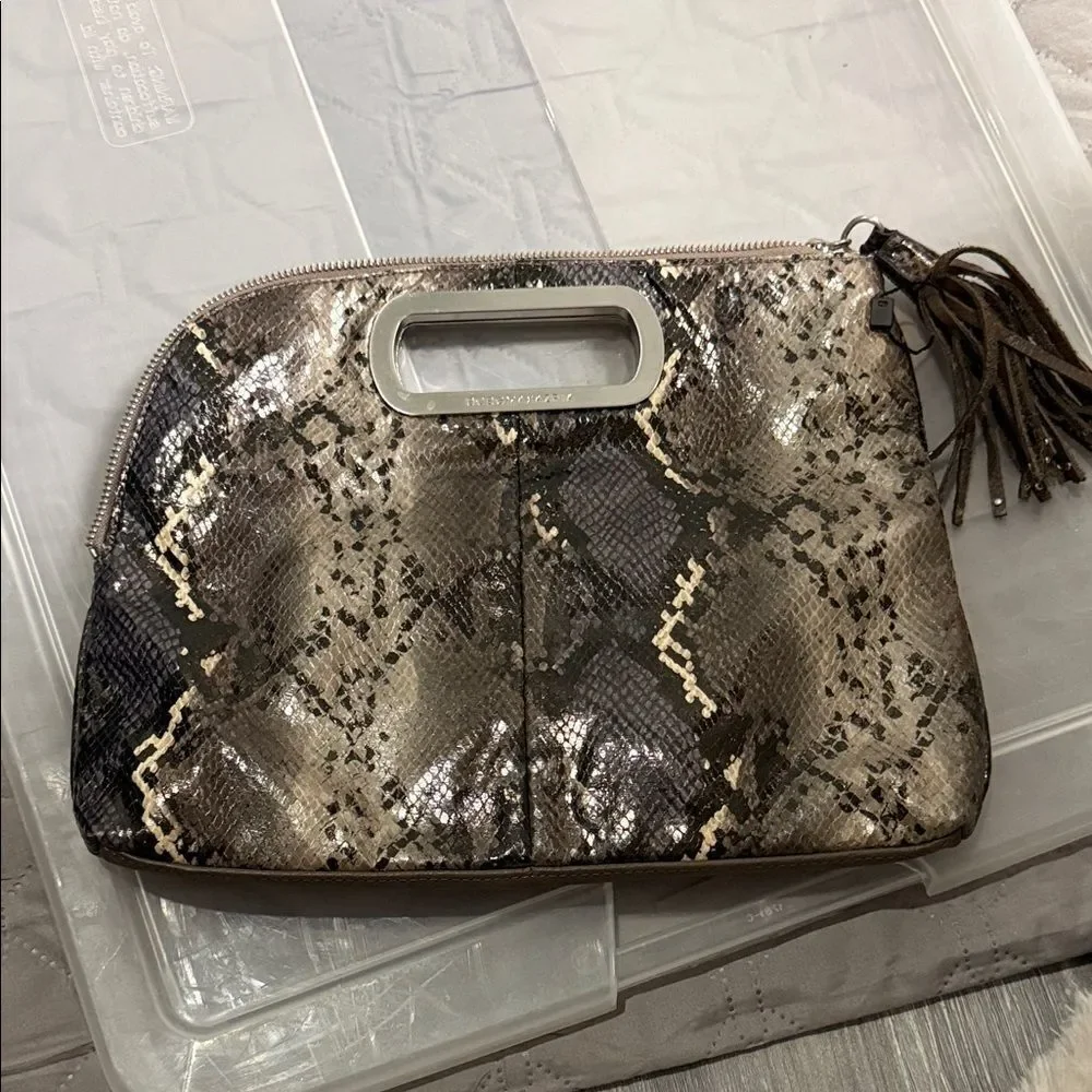 BCBG MAXAZRIA Snakeskin Clutch/Purse with Tassel